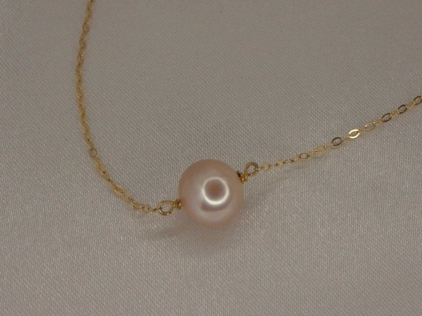 Collier gold filled 14 carats avec perle d'Edison rose