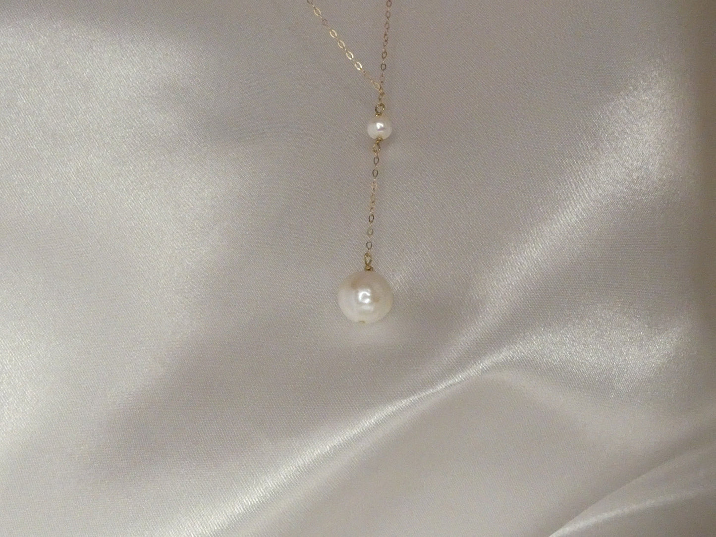 Collier gold filled avec 2 perles de culture pendantes