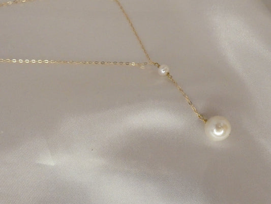 Collier gold filled avec 2 perles de culture pendantes