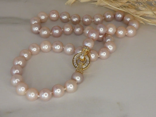 Collier de perle de culture Edison rose 12mm