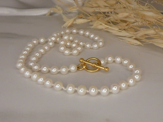 Collier perle d'eau douce blanche 5mm