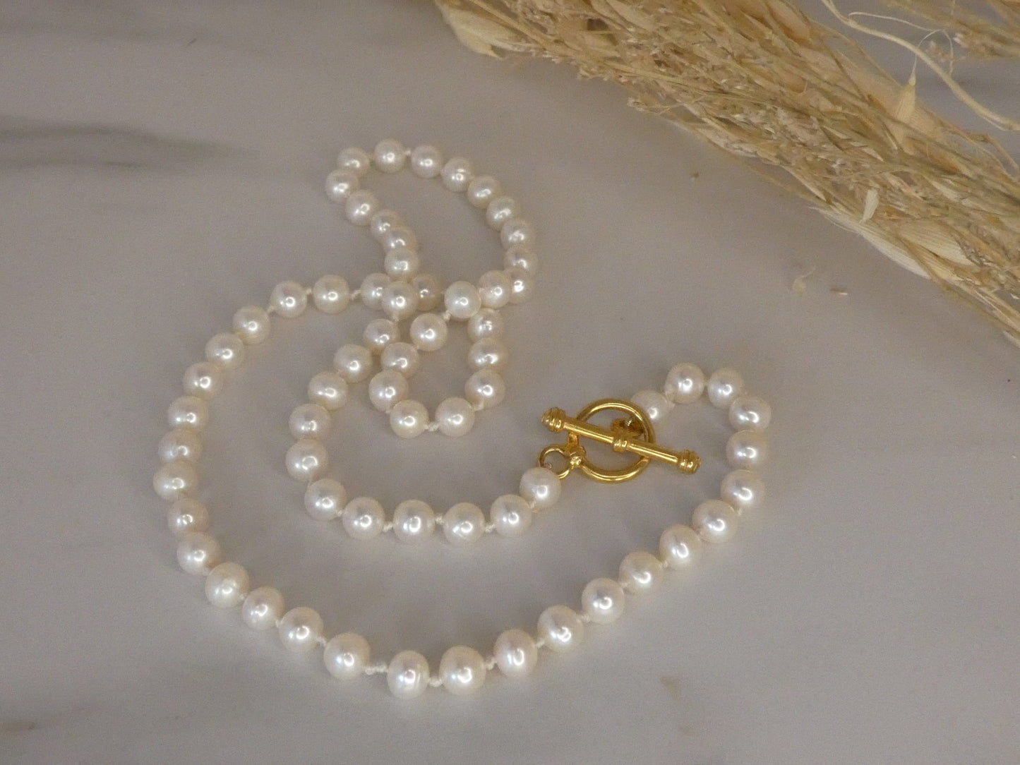 Collier perle d'eau douce blanche 5mm