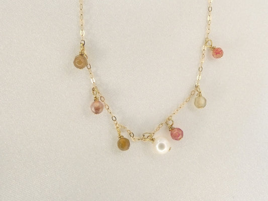Collier en gold filled avec perle de culture et Agate